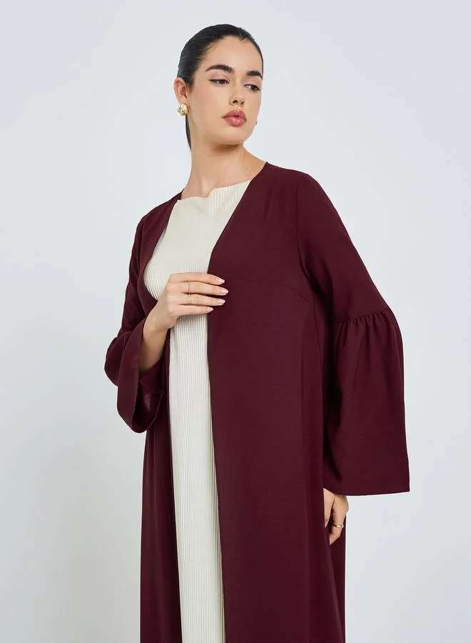 Styli Women Burgundy Solid Abaya